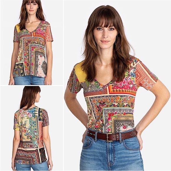 Johnny Was Calloway Favorite V-Neck Tee - Picture 1 of 12